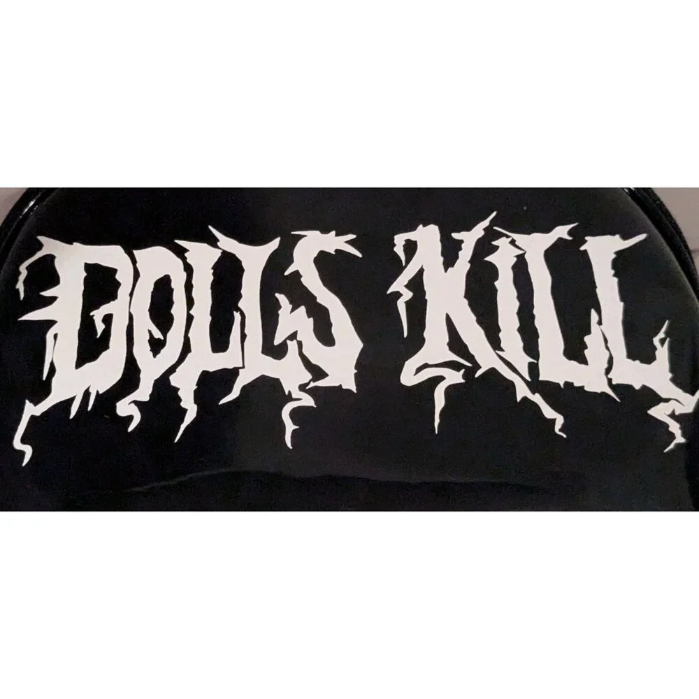 Dolls Kill Logo Bag Cosmetics Toiletry Pouch Makeup Travel Glossy Black Goth